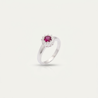 Anel Rubiê em prata com pedra rosa - foto principal