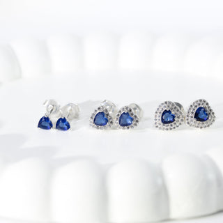 Brinco Prata Coração Zircônia Azul