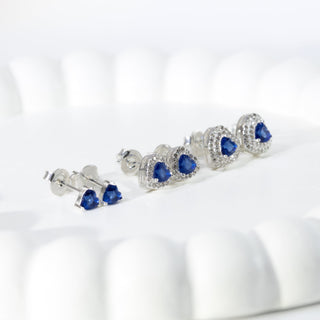 Brinco Prata Coração Zircônia Azul