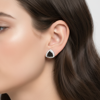 Brinco Prata Triângulo Zircônia