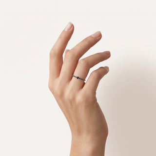 Anel Prestige Prata — Preto