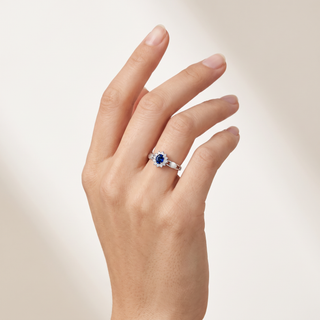 Anel Romance Prata — Azul