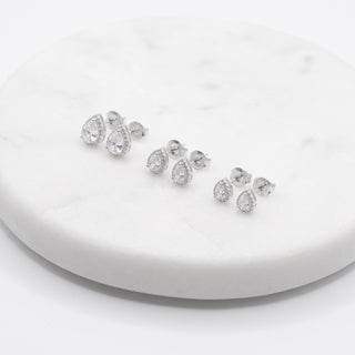 Trio de Brincos Gota Radiance Prata