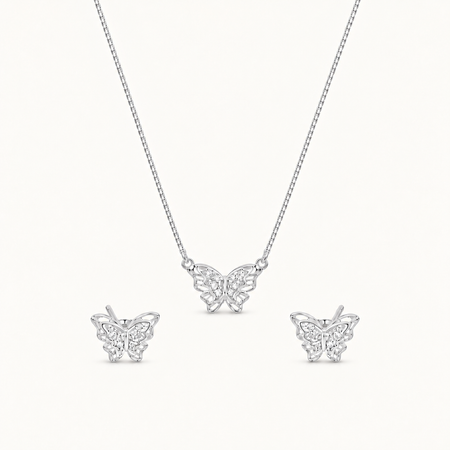 Conjunto Borboleta Liberté Prata