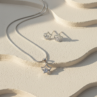 Conjunto Prata Estrela Zircônia