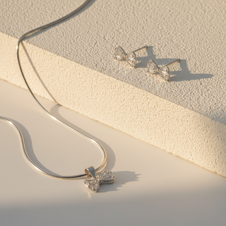 Conjunto Prata Laço Zircônia