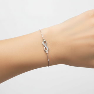 Pulseira Prata Infinito Zircônia